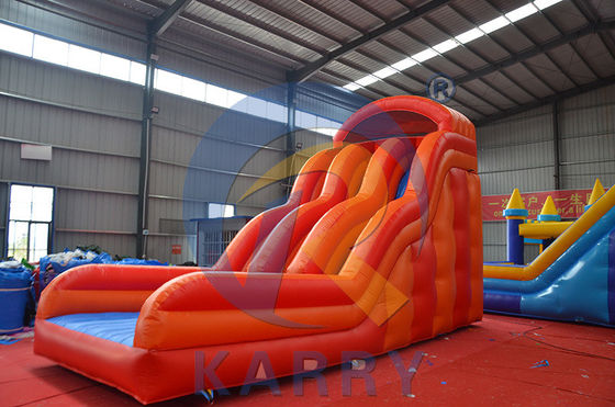 Slide de agua para adultos de PVC comercial rojo de doble carril Slide seco inflable para alquiler de fiestas