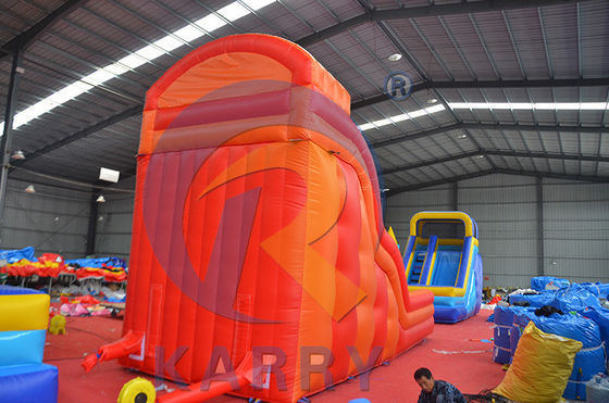 Slide de agua para adultos de PVC comercial rojo de doble carril Slide seco inflable para alquiler de fiestas