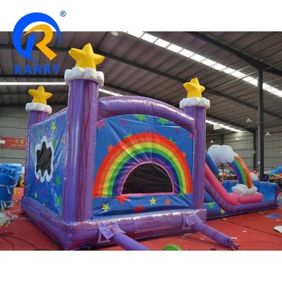 PVC Rainbow Unicorn Inflable Bouncer House con tobogán de piscina inflable y juego 3 en 1