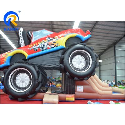 Entrega por mar / aire PVC 3D personalizado Rojo Fuera de carretera Castillo de automóviles Inflable Casa de guardaespaldas para niños