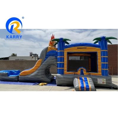 Carril doble deslizamiento inflable y salto castillo de salto para niños rosa globo aerostático casa de salto