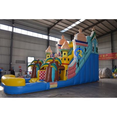 Deslizamiento de agua comercial inflable de gran tamaño de 5 a 10 pasajeros Deslizamiento de palma con piscina