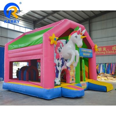 Promoción de eventos comerciales Unicornio Castillo de salto con kits de deslizamiento y reparación incluidos