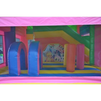Promoción de eventos comerciales Unicornio Castillo de salto con kits de deslizamiento y reparación incluidos