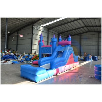 Unisex personalizado hinchable 3 en 1 Castillo con tema congelado Color azul y diapositiva larga