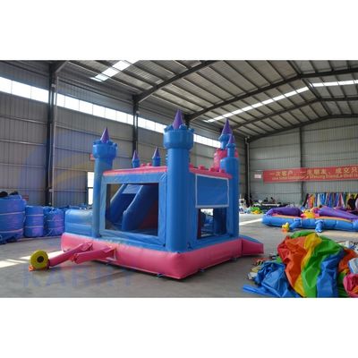 Unisex personalizado hinchable 3 en 1 Castillo con tema congelado Color azul y diapositiva larga