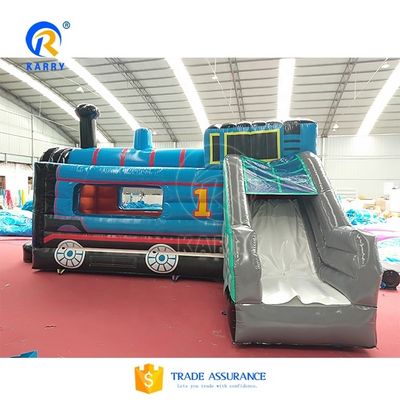 Características Deslizamiento hinchable portátil dentro del centro comercial 2024 Deslizamiento de tren de dibujos animados Trampolín