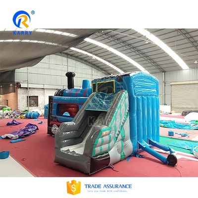 Características Deslizamiento hinchable portátil dentro del centro comercial 2024 Deslizamiento de tren de dibujos animados Trampolín