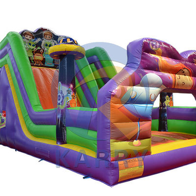 PVC comercial húmedo seco espacio de viaje tobogán inflable casa de rebote para niños y adultos