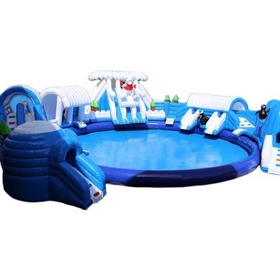 Gran piscina inflable Casa de rebote Castillo de rebote con soplador y tobogán de agua inflable
