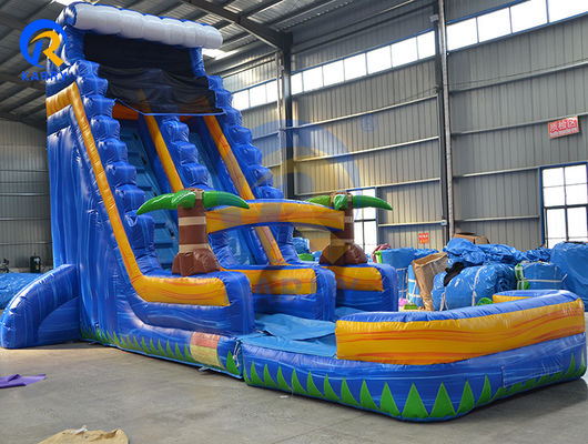 Parque de Oportunidad de grado comercial tobogán de agua inflable con castillo de rebote y piscina