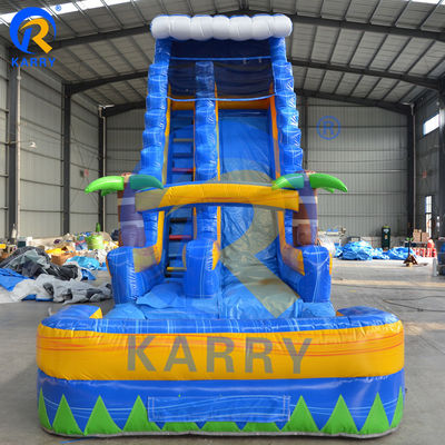 Parque de juegos al aire libre Gran tobogán de agua de palma CE soplador de aire estándar incluido