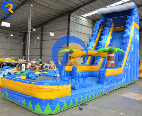 Parque de juegos al aire libre Gran tobogán de agua de palma CE soplador de aire estándar incluido