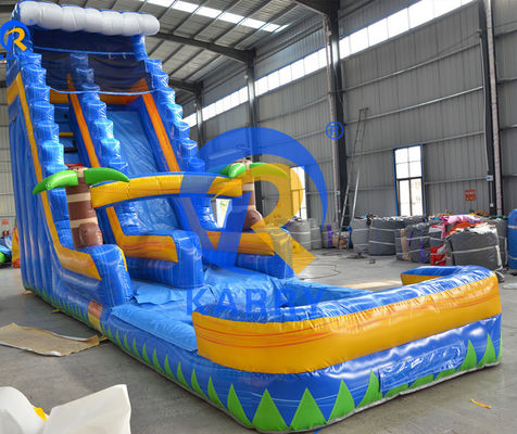 Parque de juegos al aire libre Gran tobogán de agua de palma CE soplador de aire estándar incluido