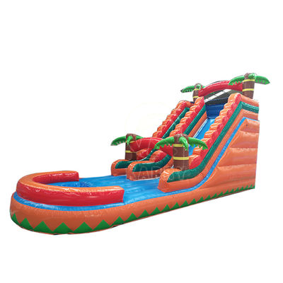 Jardín de juegos para niños con piscina con tobogán de agua de palma inflable con certificación CE