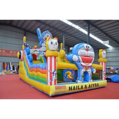 Niños Inflable Castillo Rebosa Ding dang Tema de Gato Salto Salvadora Casa con tobogán