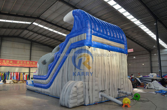 Desata tu interior de tiburón comercial de agua azul con tiburón inflable y piscina