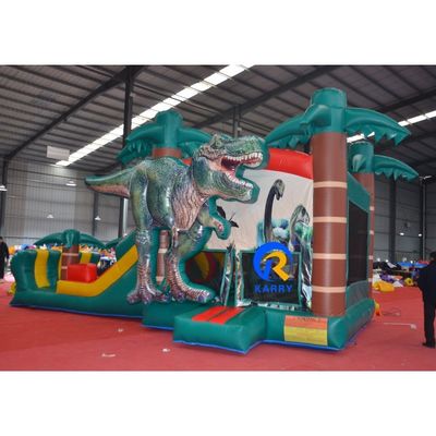 Características Jardín de juegos para niños al aire libre Dinosaurio Inflable Castillo Rebobinado con tobogán húmedo seco
