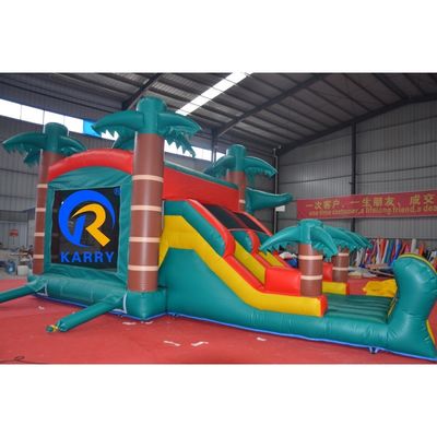 Características Jardín de juegos para niños al aire libre Dinosaurio Inflable Castillo Rebobinado con tobogán húmedo seco