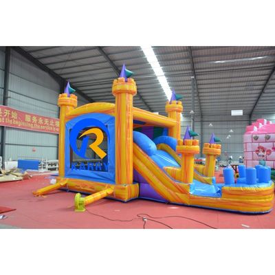 Casa de rebote inflable con deslizamiento de PVC Castillo amarillo