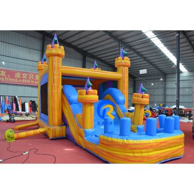 Casa de rebote inflable con deslizamiento de PVC Castillo amarillo