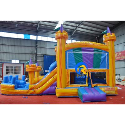 Casa de rebote inflable con deslizamiento de PVC Castillo amarillo