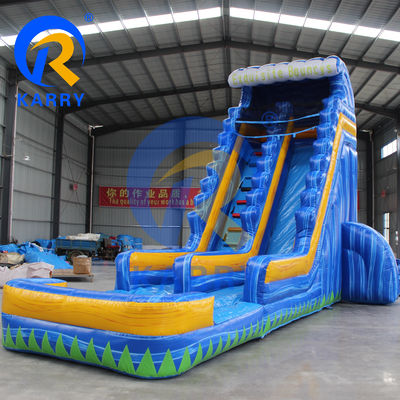 Accesorios de soplador de aire tobogán de agua de palma inflable con piscina de agua y trampolín
