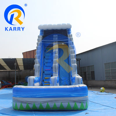 Accesorios de soplador de aire tobogán de agua de palma inflable con piscina de agua y trampolín