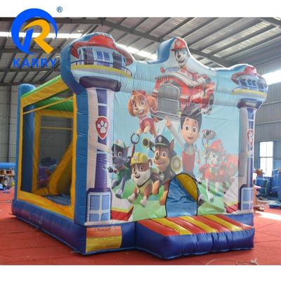 Diseño de ventilador castillo inflable combo tobogán para niños patas de perro patrullas casa de rebote