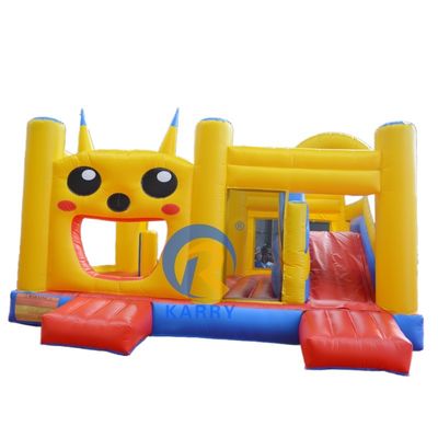 Diseño OEM aceptado Pikachu Bloqueador inflable Deslizamiento de agua de aire Salto castillo de salto