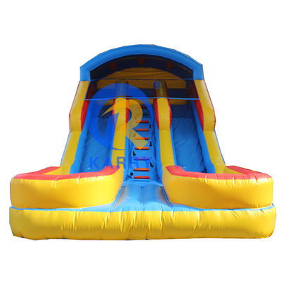 Centro comercial Casa de salto inflable con piscina y dos toboganes Instalación conveniente