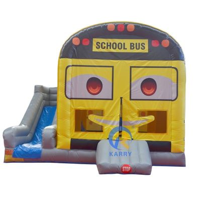 Mejorar su parque infantil autobús de la escuela Inflable portero con deslizamiento y salto castillo