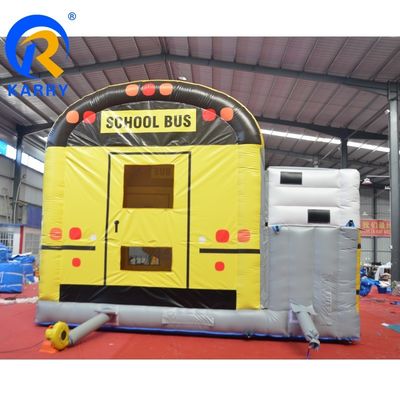 Mejorar su parque infantil autobús de la escuela Inflable portero con deslizamiento y salto castillo