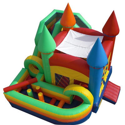 CE soplador y accesorios de reparación Popular Casa de rebote inflable colorida con tobogán