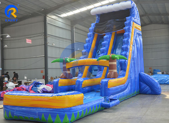 Accesorios de soplador de aire estándar CE para tobogán de agua inflable de palma azul al aire libre