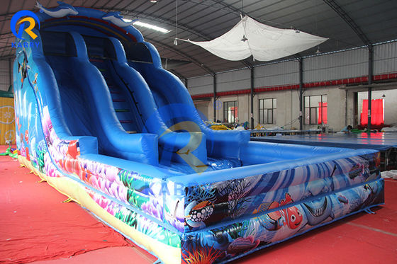 Accesorios de soplador de aire estándar CE para tobogán de agua inflable de palma azul al aire libre