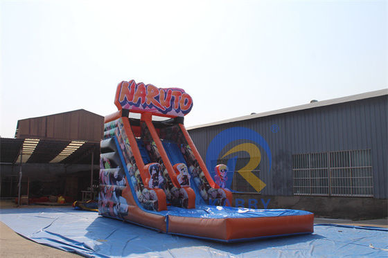 Equipo inflable de PVC comercial Personajes de anime de sangre caliente tobogán acuático con piscina