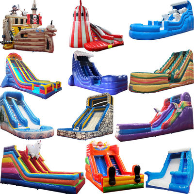 Capacidad máxima 100-500 kg tobogán de agua inflable comercial con piscina y doble carril