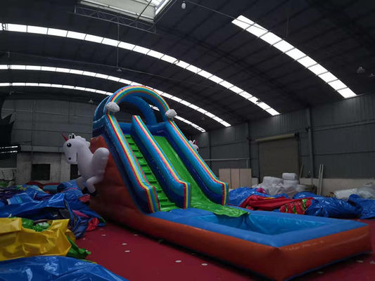 Slide de piscina de agua para niños con soplador de aire estándar CE y Unicorn Excitement