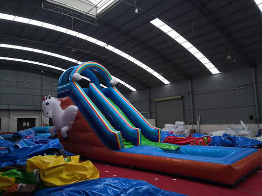 Slide de piscina de agua para niños con soplador de aire estándar CE y Unicorn Excitement