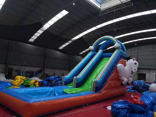 Slide de piscina de agua para niños con soplador de aire estándar CE y Unicorn Excitement