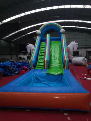 Slide de piscina de agua para niños con soplador de aire estándar CE y Unicorn Excitement
