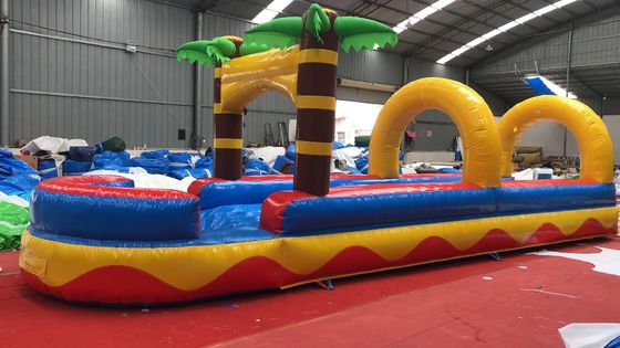 0.55mm PVC Tarpaulin Flat Slide Palma árbol comercial de agua hinchable tobogán para adultos