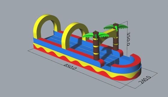 0.55mm PVC Tarpaulin Flat Slide Palma árbol comercial de agua hinchable tobogán para adultos