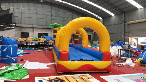 0.55mm PVC Tarpaulin Flat Slide Palma árbol comercial de agua hinchable tobogán para adultos