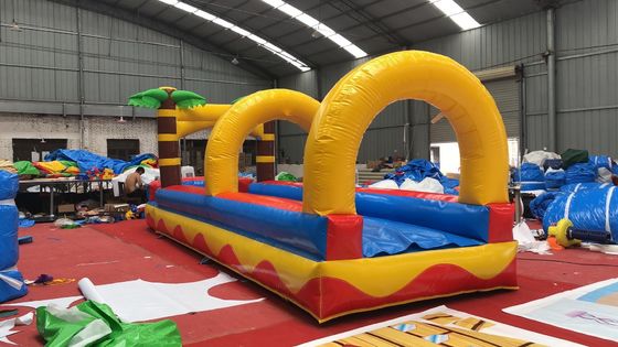 0.55mm PVC Tarpaulin Flat Slide Palma árbol comercial de agua hinchable tobogán para adultos
