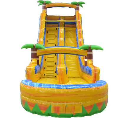 Oportunidad comercial Palma multicolor tobogán de agua inflable con piscina pequeña