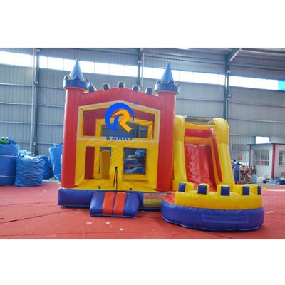 Casa de salto comercial colorida con tobogán y accesorios Reparación de soplador CE