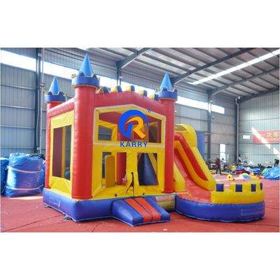 Casa de salto comercial colorida con tobogán y accesorios Reparación de soplador CE