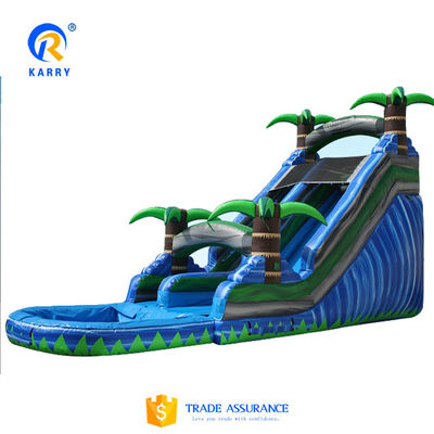 Logotipo personalizado Lovely Green Jungle Safari tobogán de agua inflable para niños y adultos